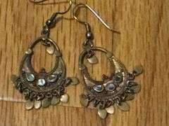 Vintage Abalone Mexican Silver Jewelry Lot with Wood Box – Earrings, Cuff, & Pendants