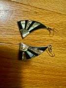 Vintage Abalone Mexican Silver Jewelry Lot with Wood Box – Earrings, Cuff, & Pendants
