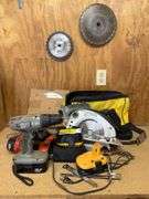 Assorted Power Tools and Saw Blades