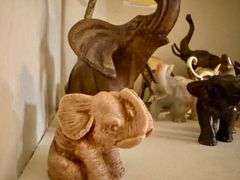 Assortment of Brass & Marble Elephants- 12 total