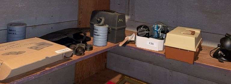 Lunch box, painting supplies, tackle box, steel wool image