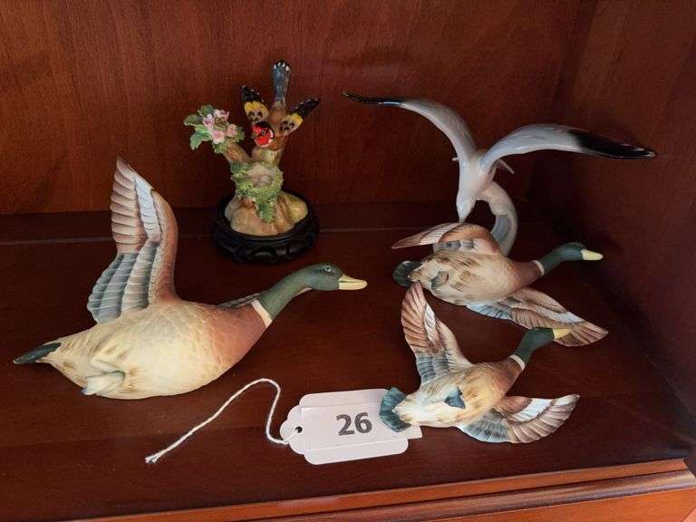 3 Lefton geese, Goebel seagull, JT Jones figurine image