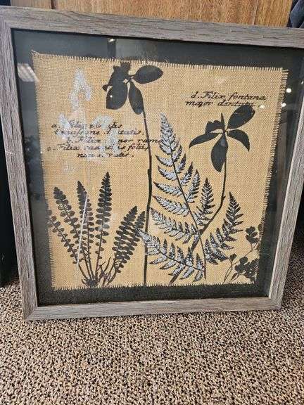 LOT OF 3 WALL DECOR- BURLAP PRINT W/GOLD LEAF - STYLECRAFT HOME COLLECTION, / 2- 28.5"X28.75" image