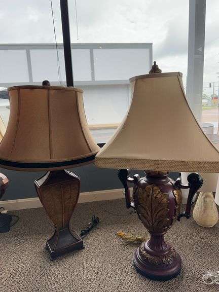 PT1603 BURGUNDY/GOLD (STYLECRLAMP - LAMPS AND L1038T TABLE LAMP BANANA LEAF - BASSETT MIRROR image