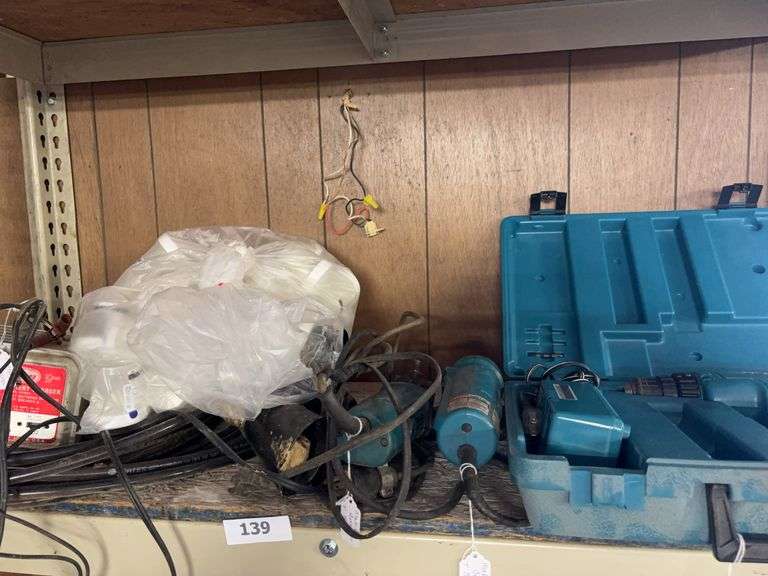 Makita drill, battery charger, angle grinders image