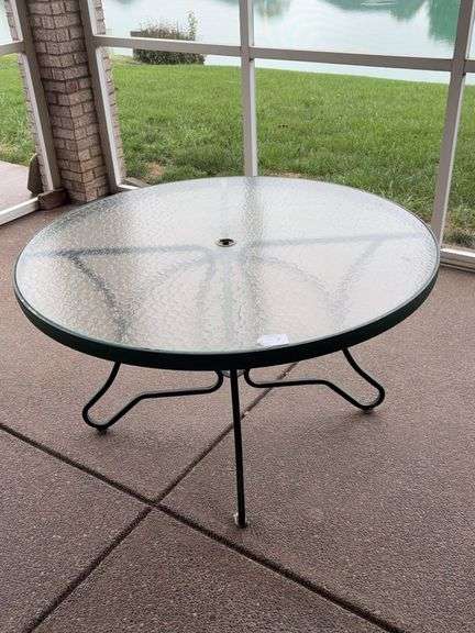 48” glass top patio table image
