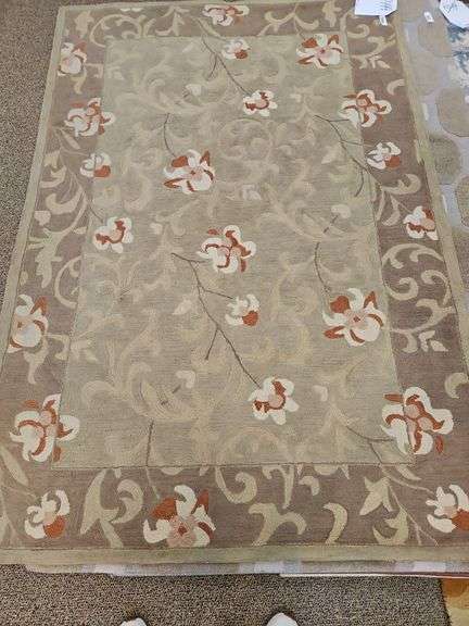 5 x 7.5 RUG TAN SAGE FLORAL image