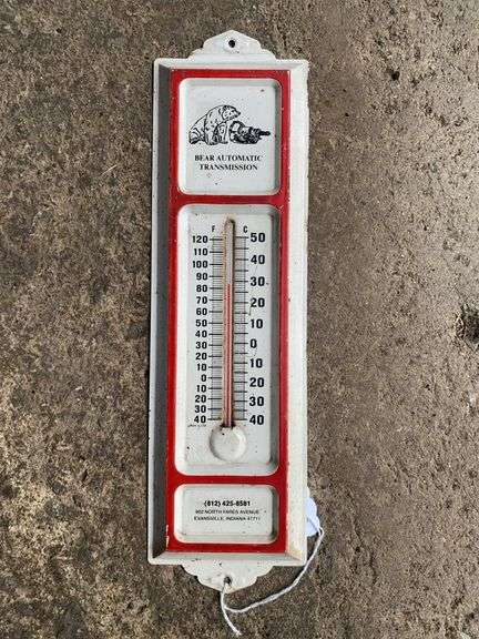 Vintage metal advertising thermometer, Bear Automatic Transmission image