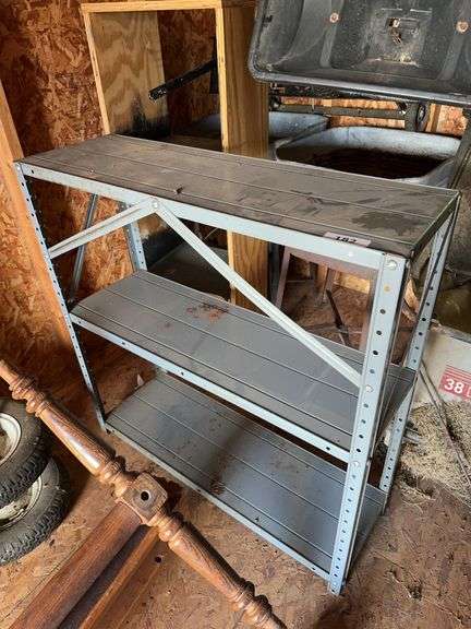 36” metal shelf unit and 16” wooden shelf image