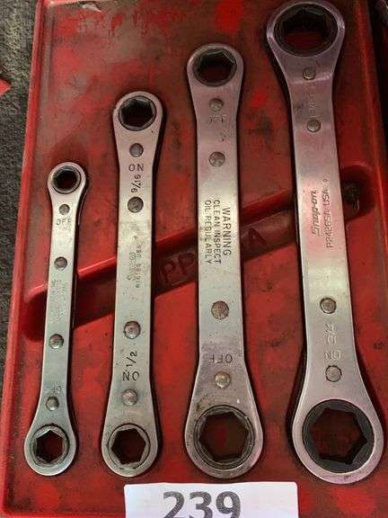 Snap-On Ratcheting double box end wrench set, off set wrench image