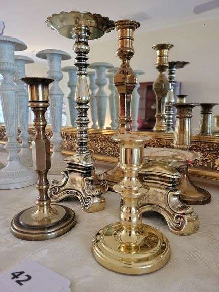 6 Brass Candlesticks/Holder image