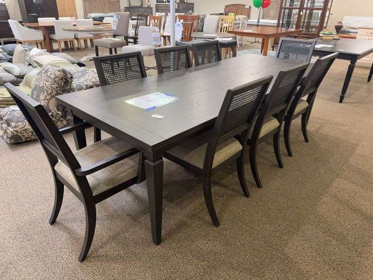 RECTANGULAR TABLE & 8 CANE BACK CHAIRS - LIBERTY image