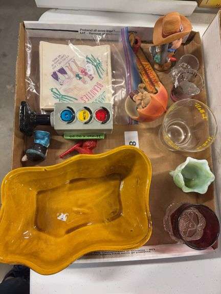 Shot glasses, planter, souvineer glass, misc image