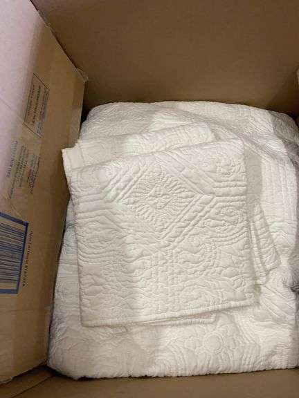 White on white comforter with 2 pillow cases, sheet, closet organizers image