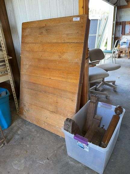 34”x48” antique table top with non original antique claw foot pedestal- excellent project table image