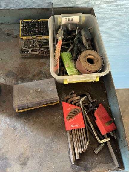 Allen wrenches, drill bits, misc image