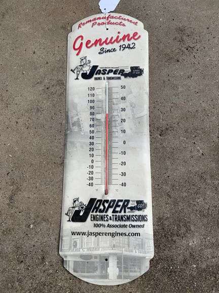 Vintage advertising thermometer  JASPER engines and transmissions “Remanufactured Products Genuine since 1942” image