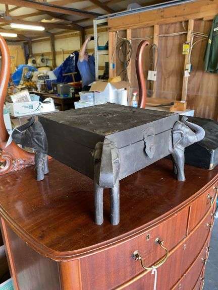 Lidded box with elephant legs 11”sq x 8”h image