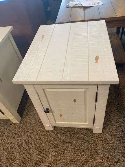 CREAM DISTRESSED CHAIR SIDE CABINET, 1 DOOR image