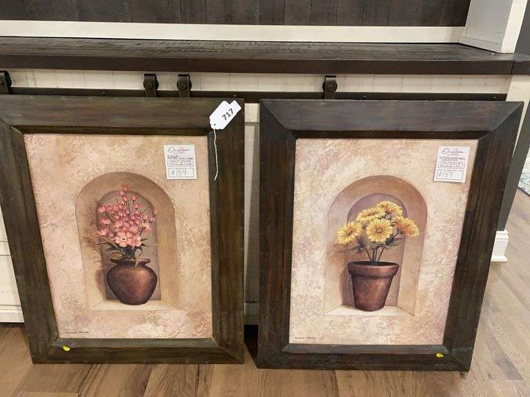 Tin framed floral prints signed Michael Marcon 24.75”w x  30.5” h image