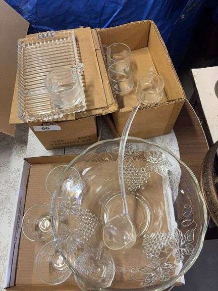 Vintage punch bowl & cups, snack sets image