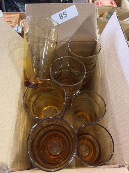 12 amber glasses, 8 green image