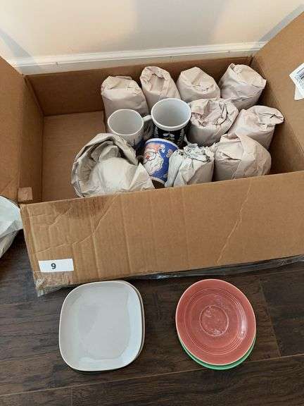 Approximately 12 misc coffee mugs and assorted saucer plates