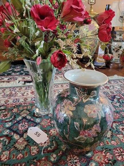 Hoosier Glass Clear Vase, Artificial Floral, Asian Vase image