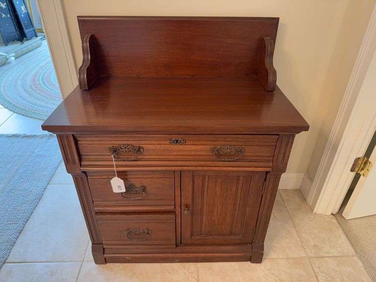 Antique walnut washstand 31" x 31" x 37" image