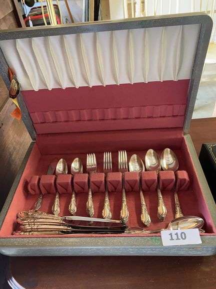 44 pieces of flatware in case, Rogers Oneida “Enchantment” image
