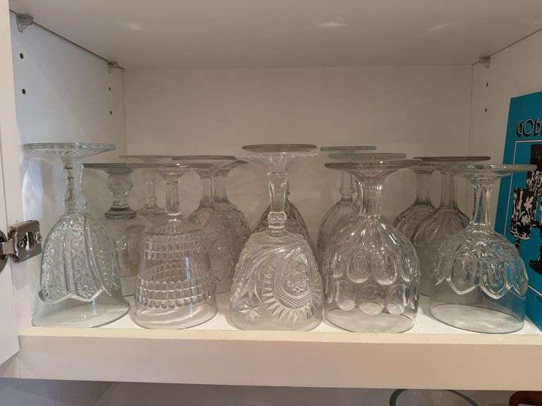 15 vintage clear glass goblets & 1 book image