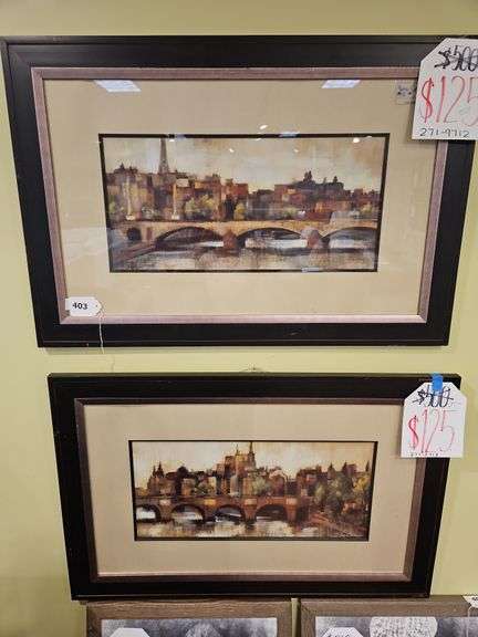 2 PARIS BRIDGE FRAMED PRINTS - NEW CENTURY PICTURE CORP image