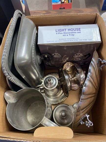 Dishes pewter, silver plated, 1 6.25” sterling plate image