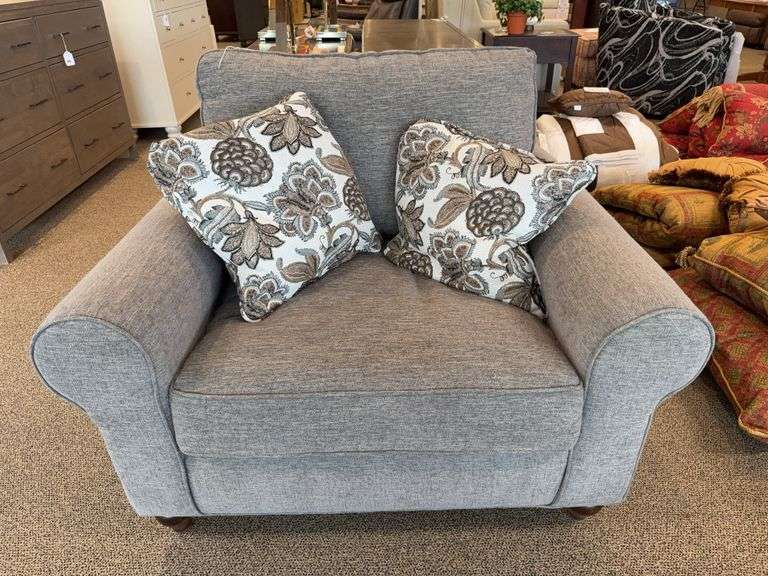 GRAY CHAIR AND A HALF WITH 2 PILLOWS - BASSETT FURNITURE IND., INC image