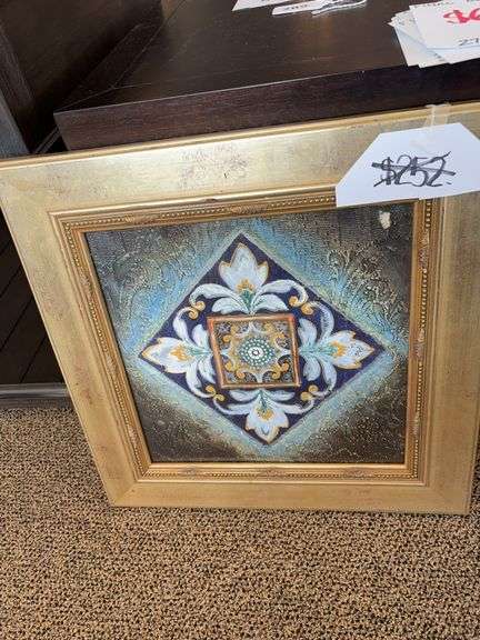 GOLD FRAMED ABSTRACT ART , WOODEN ABSTRACT ART AND BARN DOOR WALL HANGING image