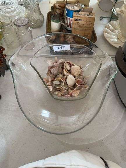 Heavy Glass Bowls with sea shells image