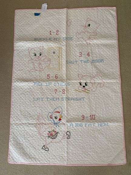 30” x 40” pink embroidered blanket blanket, 32” x 46” counted cross stitch baby blanket image