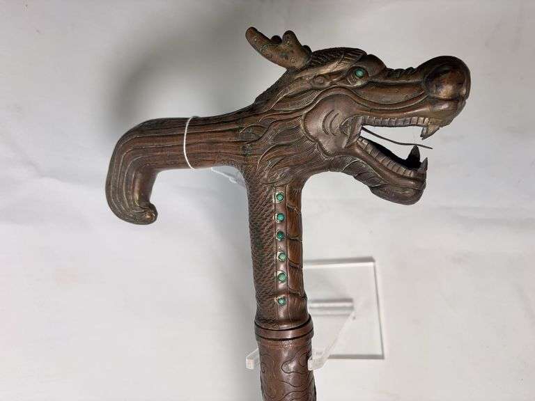 Brass Dragon Head Walking Cane/ Sword image