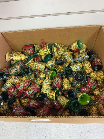 Box of Kashmir India PAK YAK, hand made and painted 3” bells image