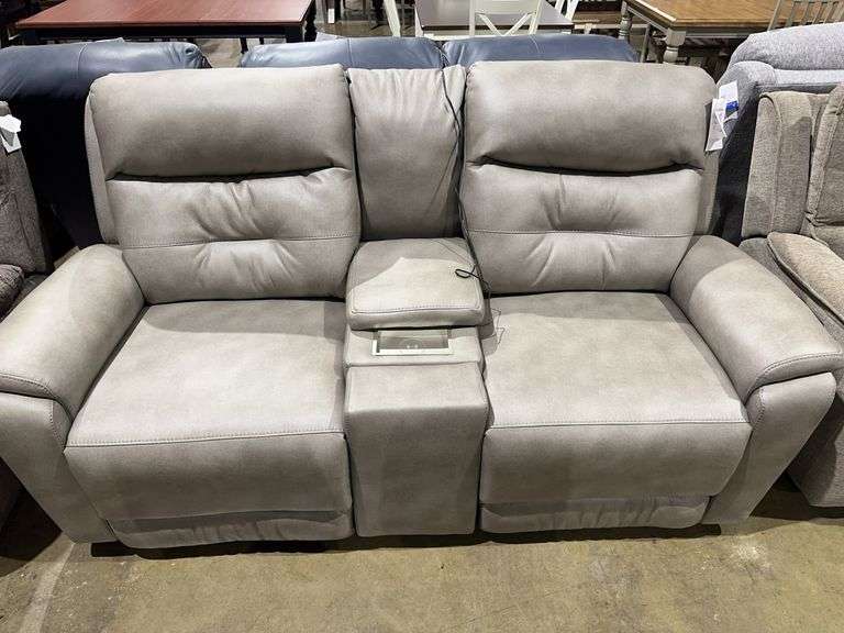 Light grey double recliner electric image