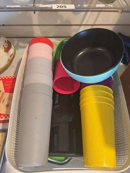 Plastic cups, tray, misc, Punch Bowls & cups w/ plastic ladle image