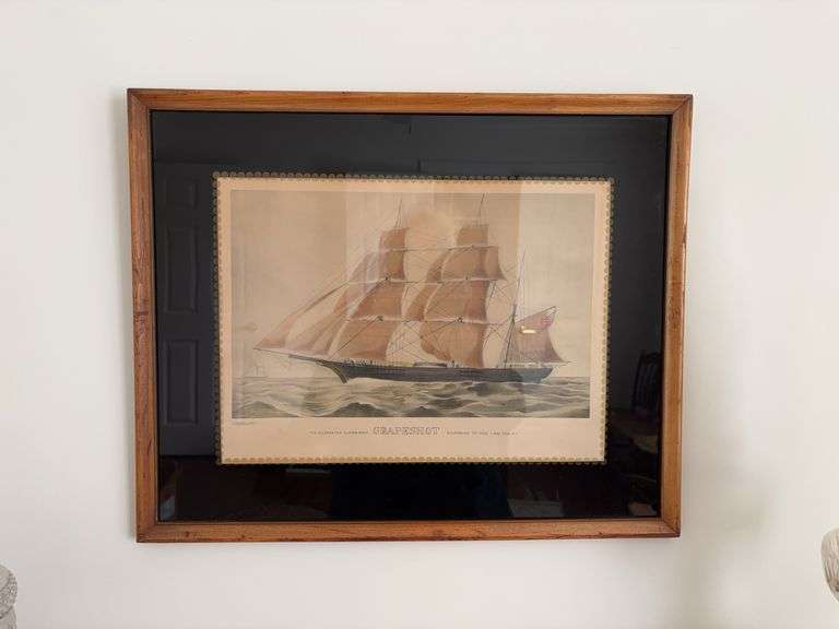 Vintage  sailboat picture GRAPESHOT 17” x 21 1/4” image