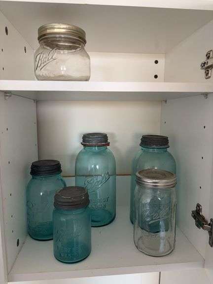 Blue & clear Ball jars image