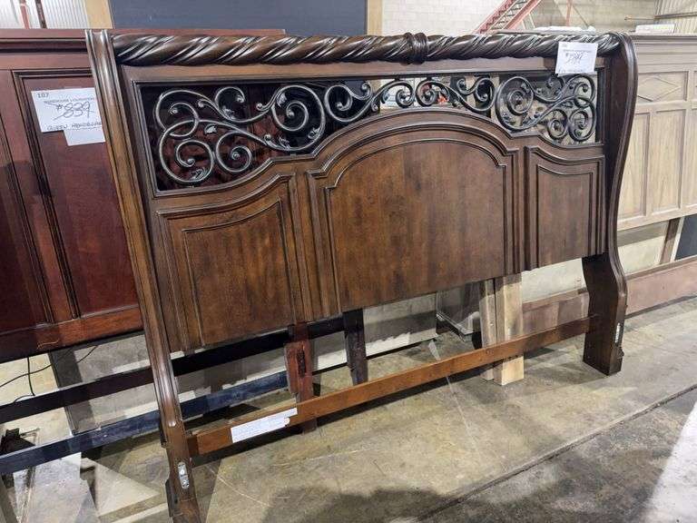 King wood and metal headboard image