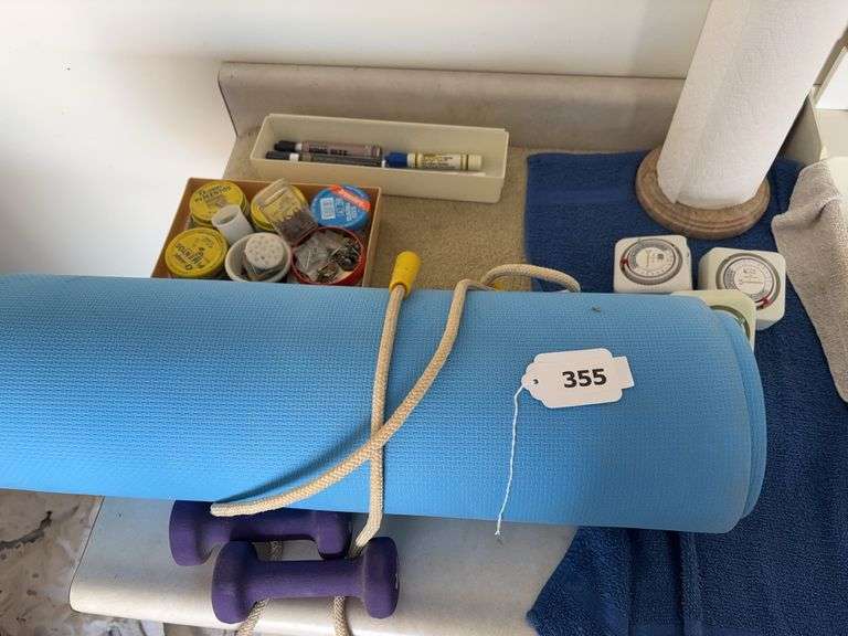 Yoga mat, 3# weights. Timers, hardware, EVO Small Black Ankle Stabilizers image