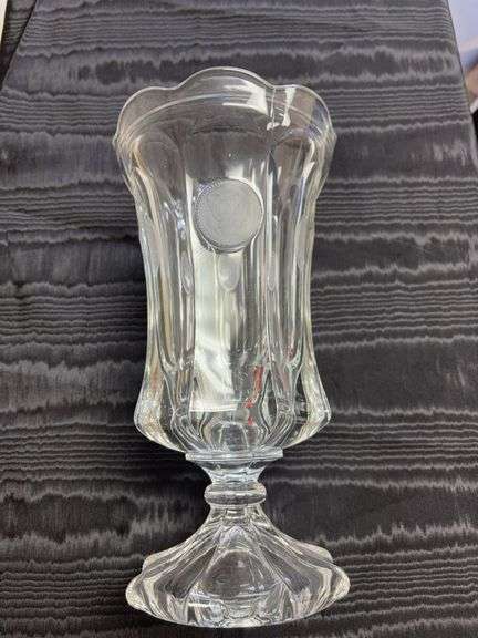 10” Fostoria coin glass pedestal vase image