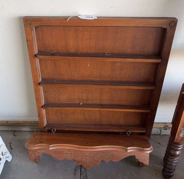 Antique walnut wall shelf, wall mount sauce display image