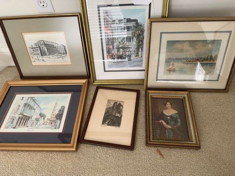 6 framed pictures  ranging from 7 3/4 X 10 - 15.5x12.5 image