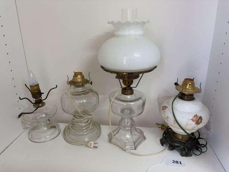 Antique oil lamps converted to electric image