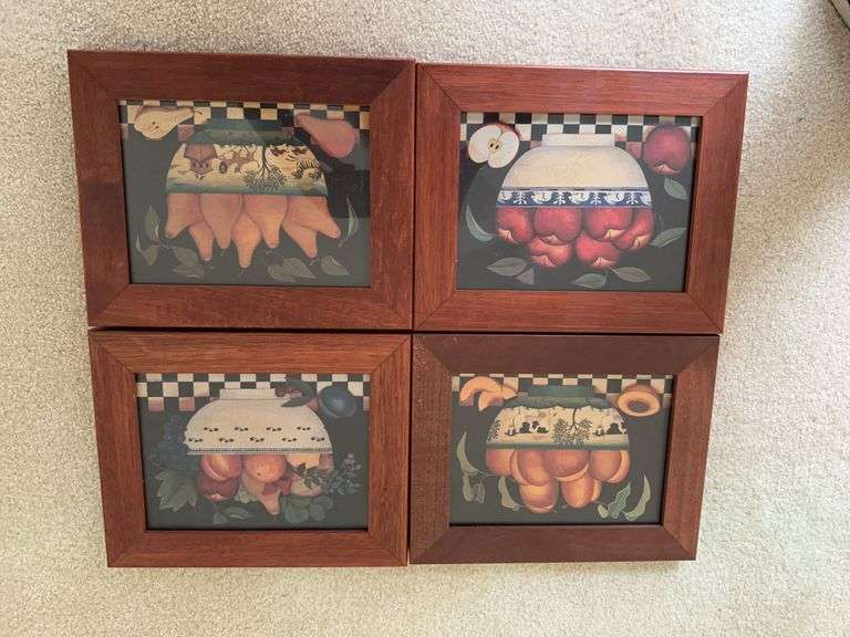 4 folk art prints. 10 1/4 x 8.5 image